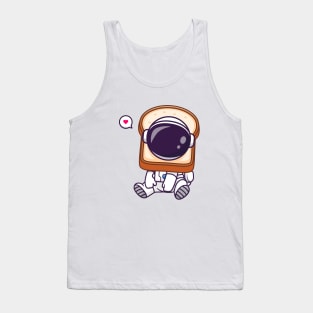 Cute Astronaut With Bread Cartoon Tank Top